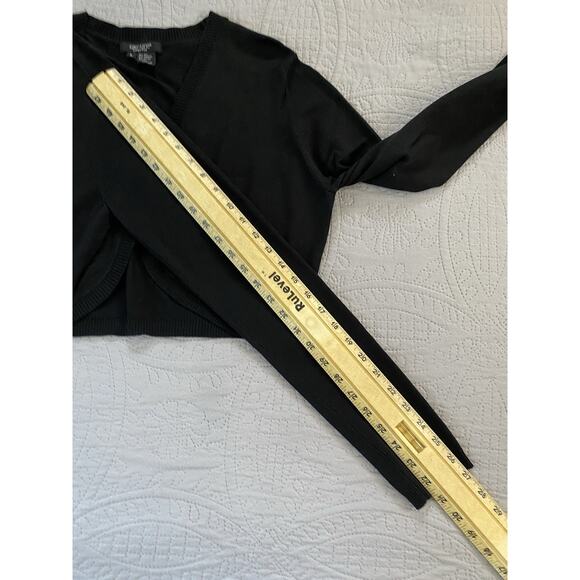 Karen Kane Sz L Black Cropped Rounded LS Button Silk Blend Cardigan - Picture 8 of 8